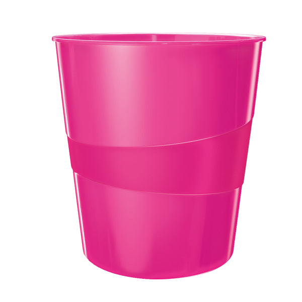 Leitz WOW – Abfallbehälter – 15 l, rund, Polystyrol, pink, Ø 290 × 324 mm