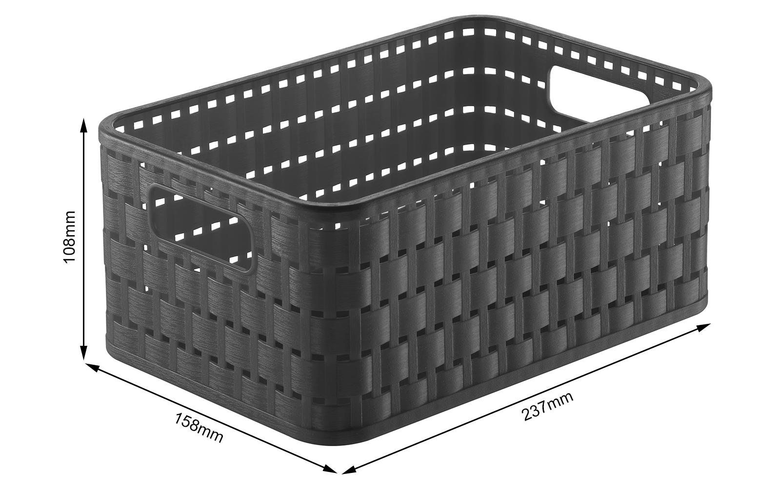 Rotho Country Aufbewahrungskorb 4 l – Recycling-Kunststoff – Anthrazit – mit Griff, BPA-frei