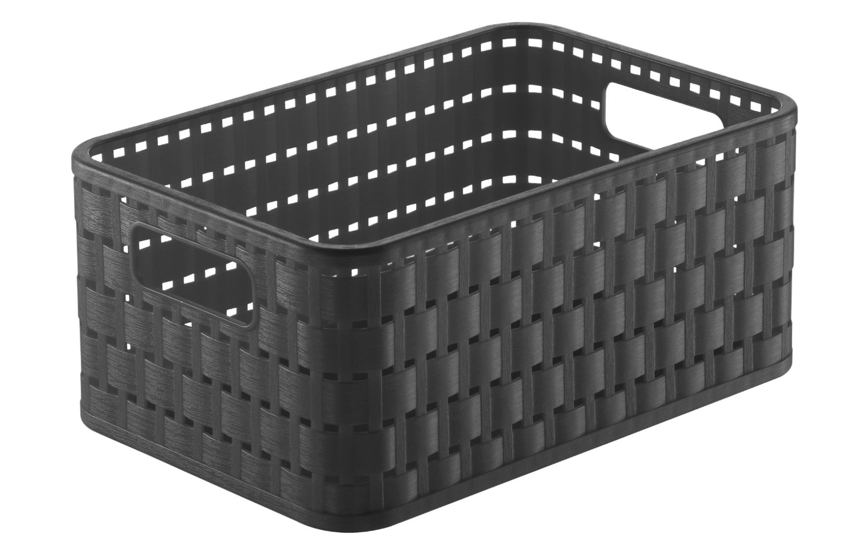 Rotho Country Aufbewahrungskorb 4 l – Recycling-Kunststoff – Anthrazit – mit Griff, BPA-frei