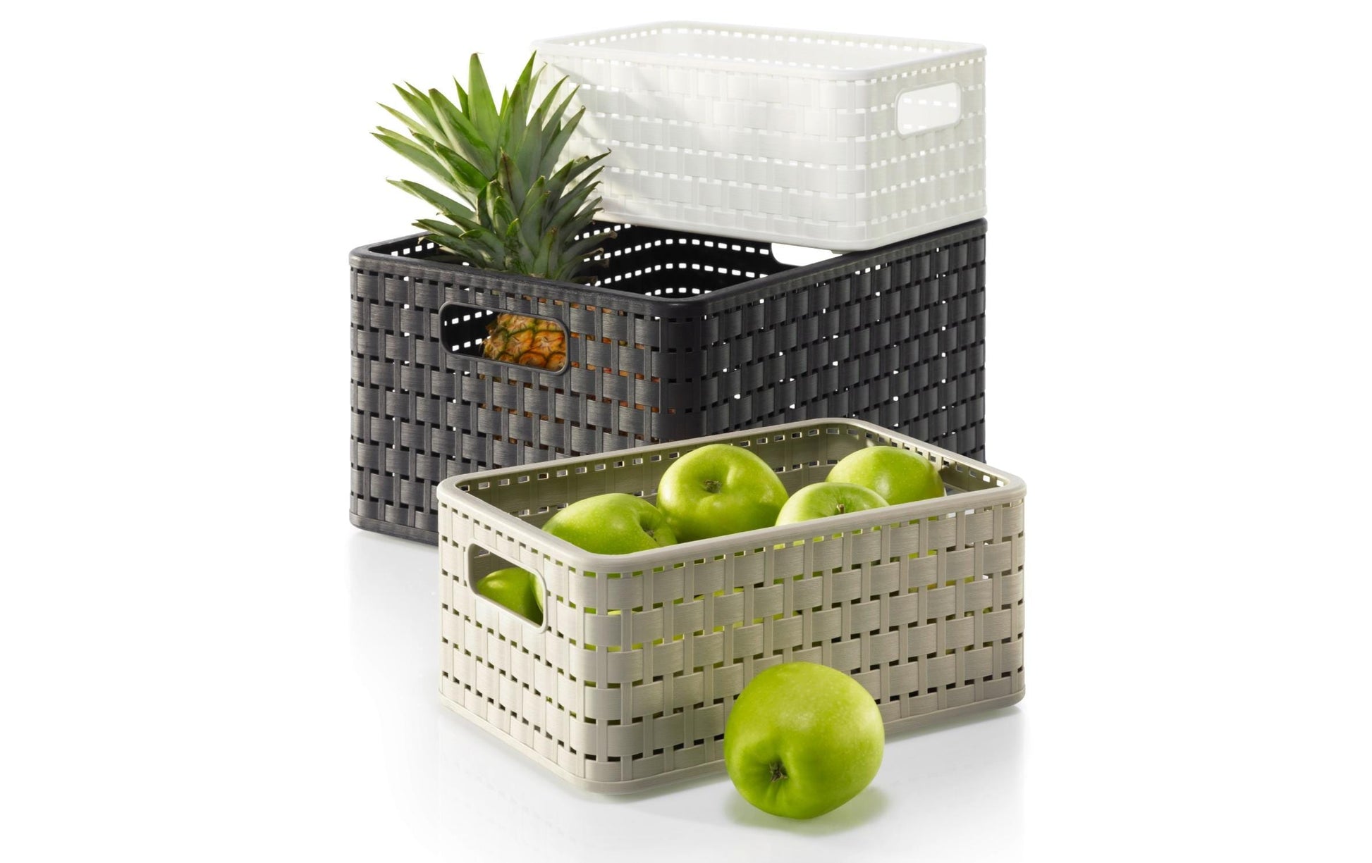 Rotho Country Aufbewahrungskorb 4 l – Recycling-Kunststoff – Anthrazit – mit Griff, BPA-frei
