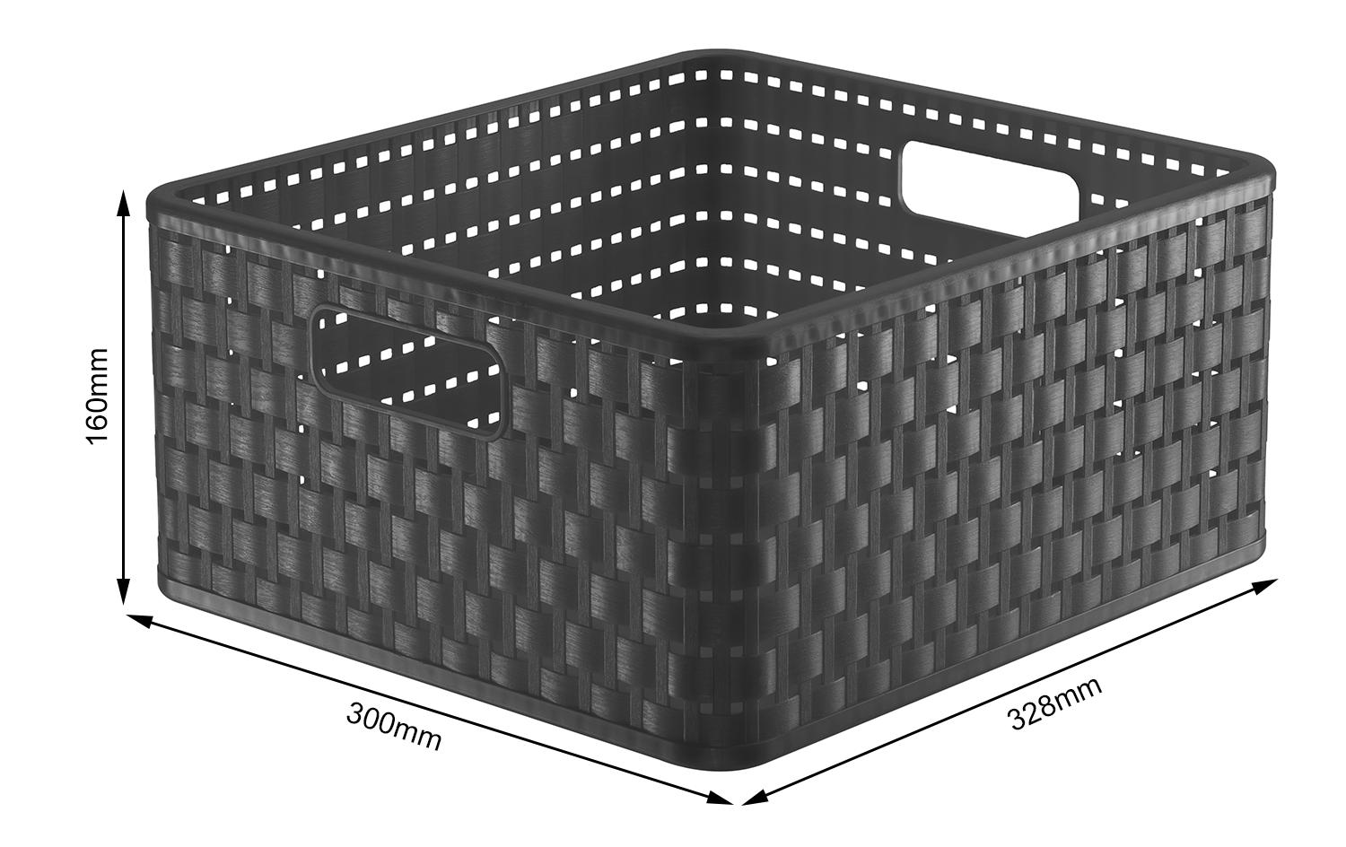 Rotho Country Aufbewahrungsbox 14 l – Kunststoff – Anthrazit – mit Griffen – 300 × 160 × 328 mm