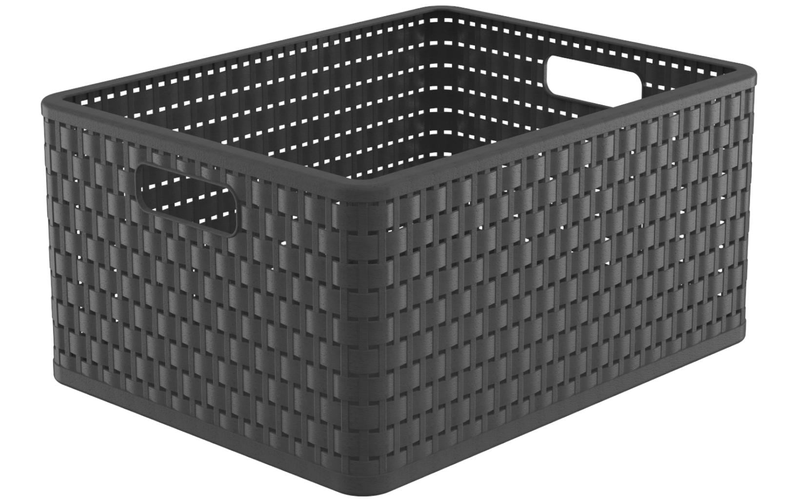 Rotho Country Aufbewahrungskorb 28 l – Recycling-Kunststoff – Anthrazit – mit Griffen – 430 × 215 × 333 mm