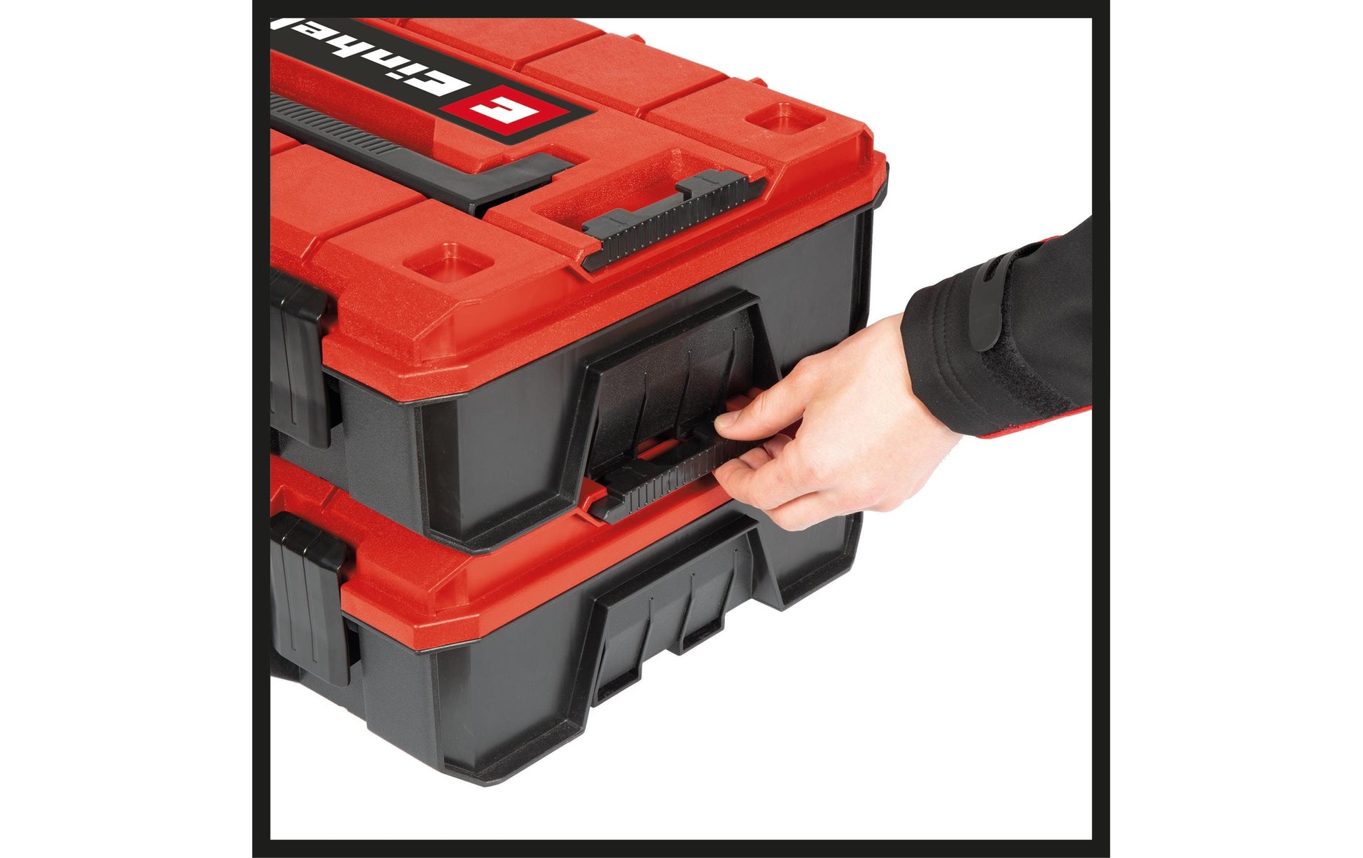 Einhell E-Case Werkzeugkoffer – leer, spritzwassergeschützt, rot, PP, B 444 × H 329,8 × T 131 mm