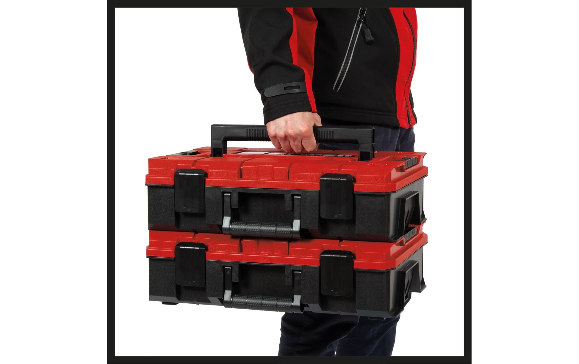 Einhell E-Case Werkzeugkoffer – leer, spritzwassergeschützt, rot, PP, B 444 × H 329,8 × T 131 mm