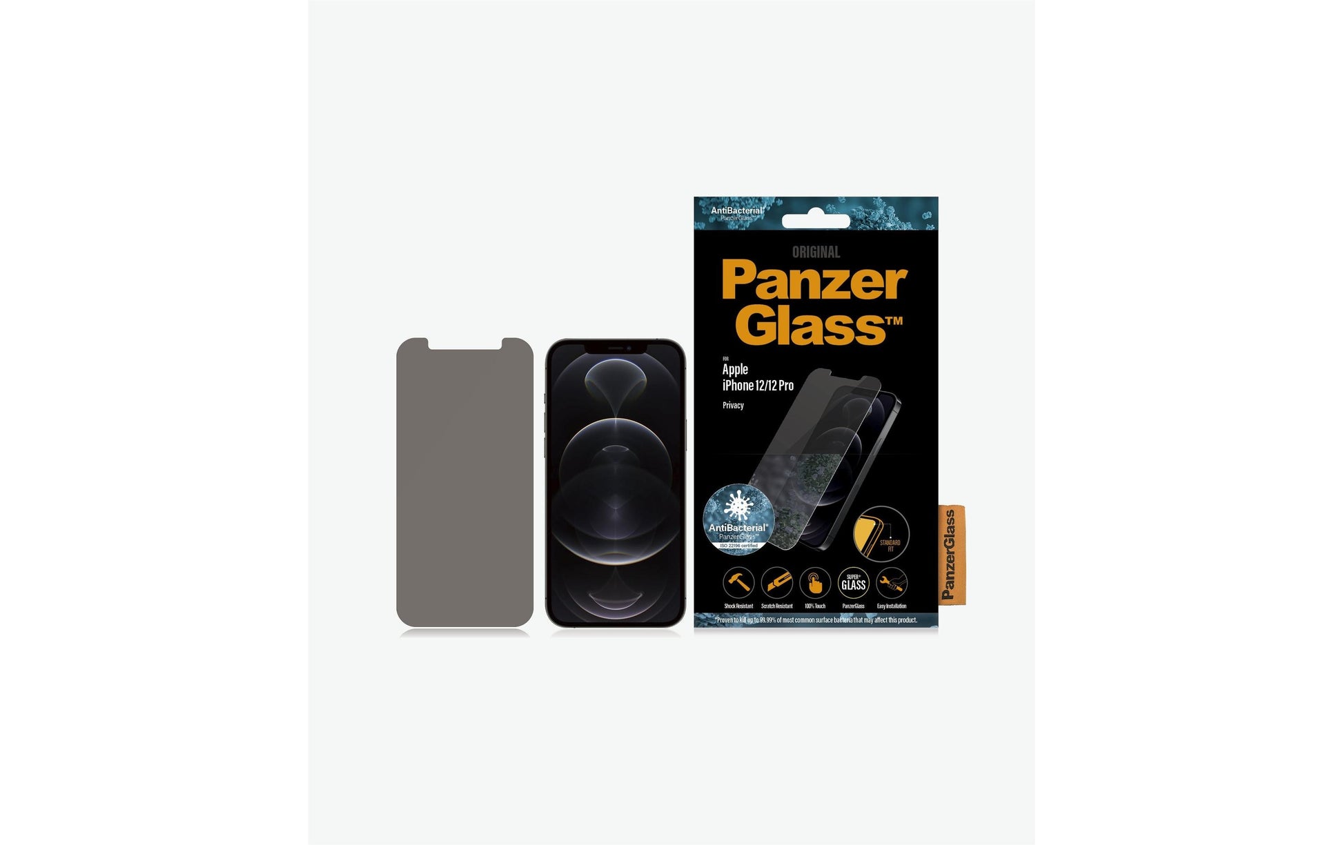 PanzerGlass Privacy-Filter (Panzerglas), Antibakteriell – für iPhone 12/12 Pro