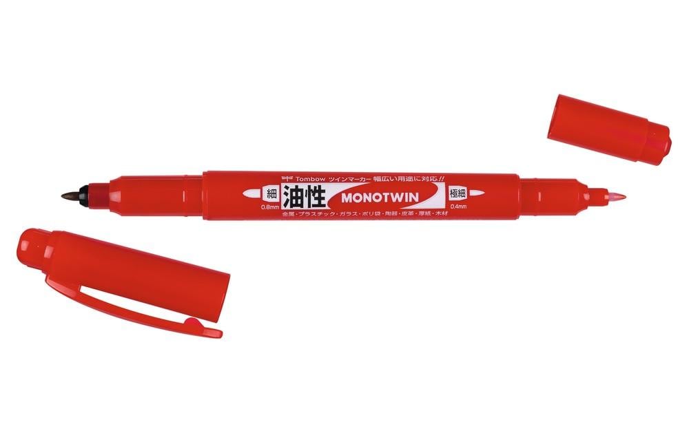 Tombow MONO twin Permanentmarker – Doppeltspitze 0,4/0,8 mm – Schwarz, Blau, Rot – 3er-Set