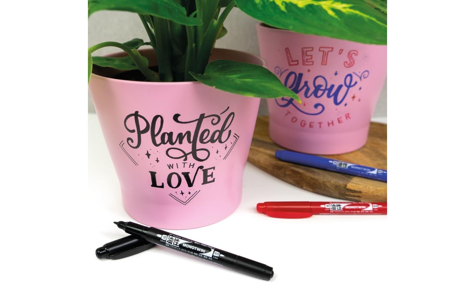 Tombow MONO twin Permanentmarker – Doppeltspitze 0,4/0,8 mm – Schwarz, Blau, Rot – 3er-Set
