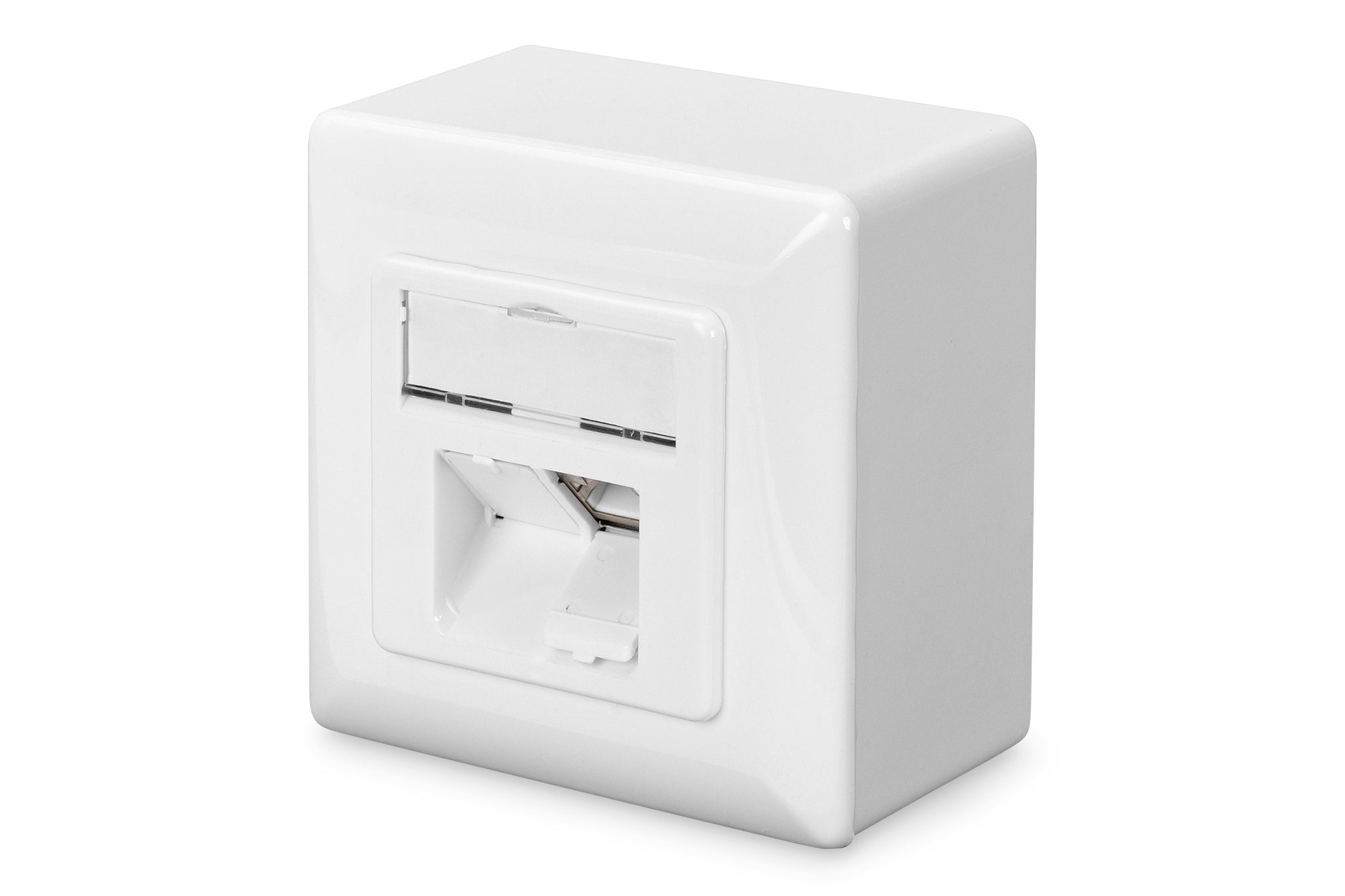 Digitus Aufputz-Datendose – Cat6, geschirmt, 2× RJ-45, 80×80 mm, Weiss