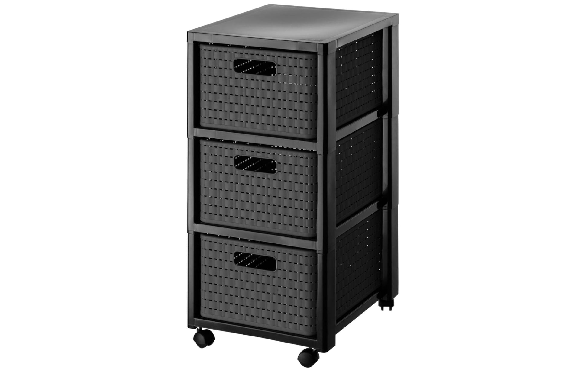 Rotho Schubladenturm 3 Schubladen – mit Rollen – Anthrazit – 325 × 712 × 375 mm