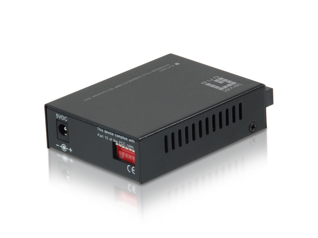 LevelOne FVT-2001 Medienkonverter RJ-45 zu SC – 100 Mbit/s, Multimode 1310 nm, 2000 m, 1× RJ-45 – Schwarz