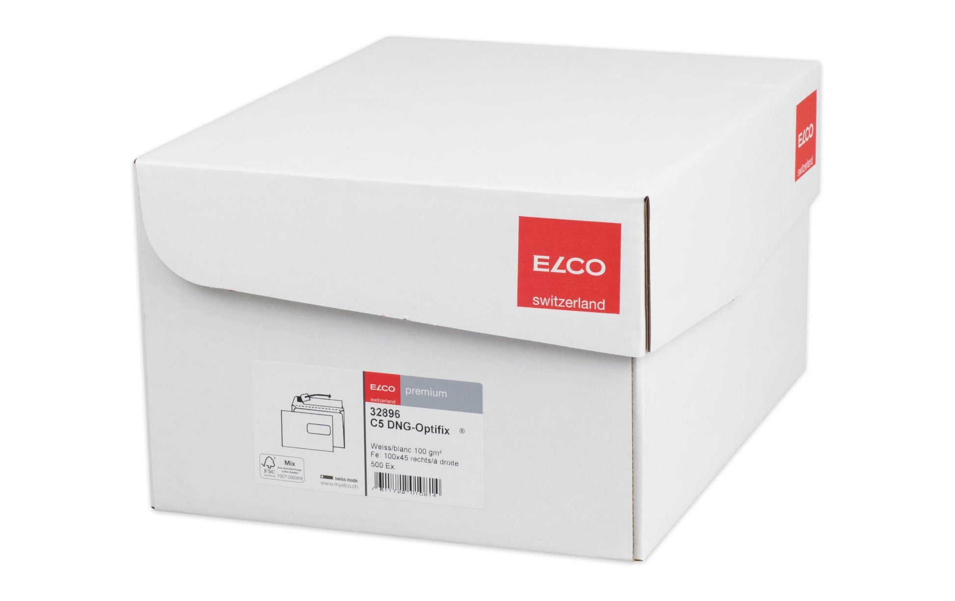 Elco Couvert C5, Fenster rechts, selbstklebend, hochweiss, 100 g/m², mit Innendruck – 500 Stk.