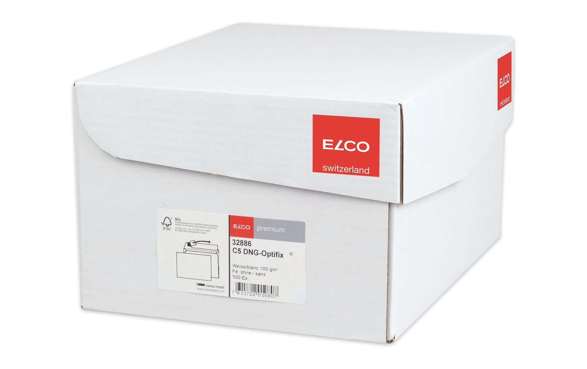Elco Couvert C5, ohne Fenster, selbstklebend, hochweiss, 100 g/m², mit Innendruck – 500 Stk.