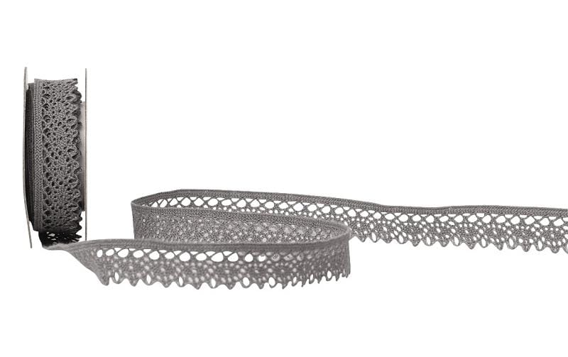 Spyk Cubino Spitzen Geschenkband Grau – 14 mm × 2 m – 1 Stk.