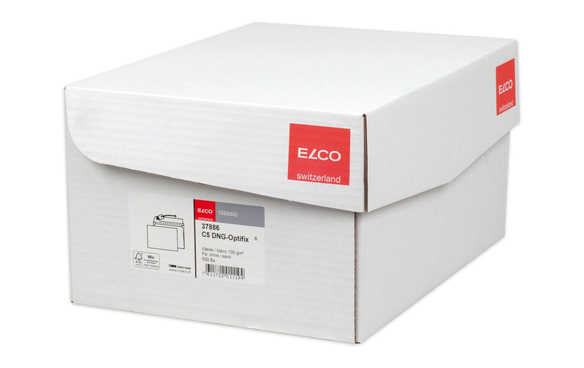 Elco Couvert C5 (229 × 162 mm), ohne Fenster, selbstklebend, weiss, 100 g/m² – 500 Stk.