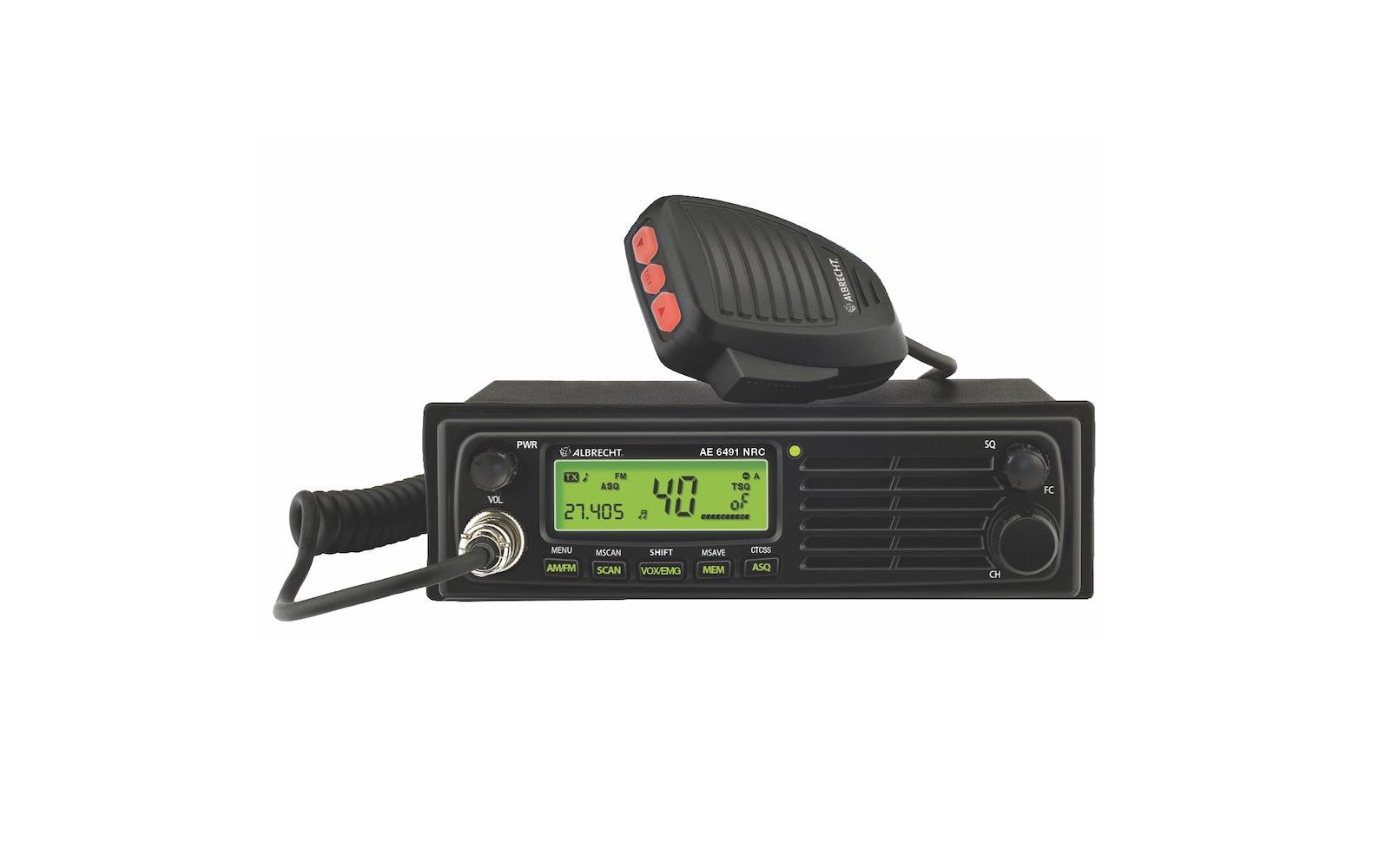 Albrecht AE 6491 NRC – CB-Funkgerät, 4 W, 5 Kanäle, 12/24 V, Montageset, Mikrofon, Schwarz