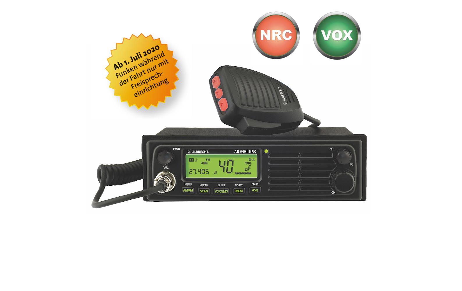 Albrecht AE 6491 NRC – CB-Funkgerät, 4 W, 5 Kanäle, 12/24 V, Montageset, Mikrofon, Schwarz