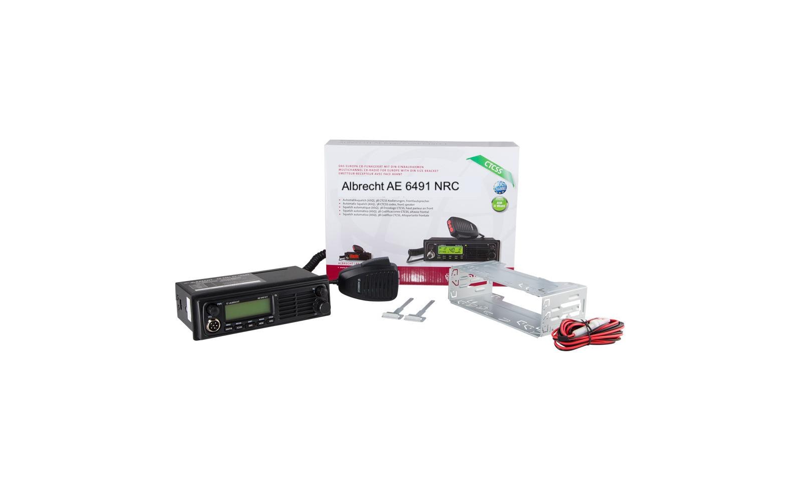 Albrecht AE 6491 NRC – CB-Funkgerät, 4 W, 5 Kanäle, 12/24 V, Montageset, Mikrofon, Schwarz