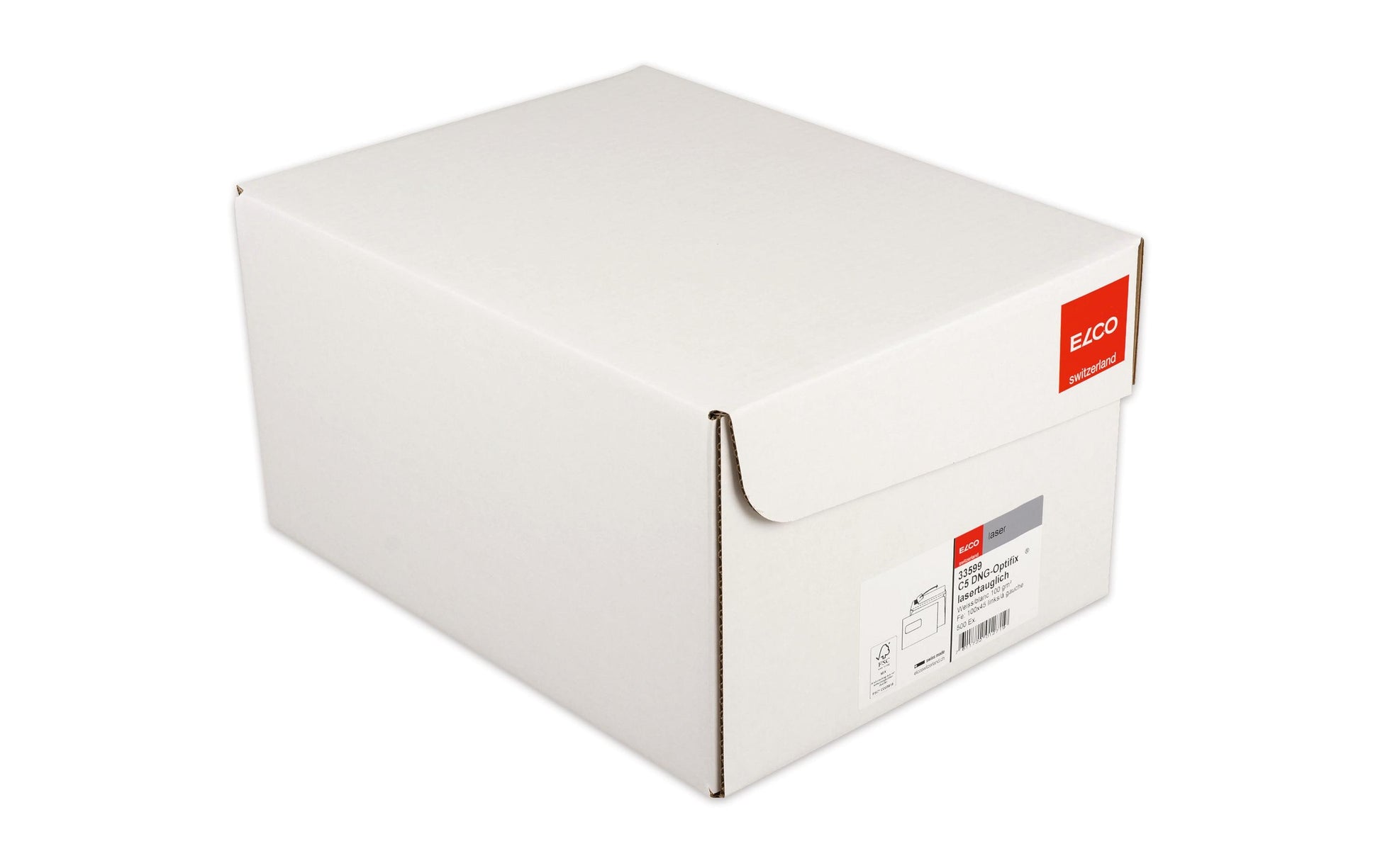 Elco Couvert C5, Fenster links, selbstklebend, hochweiss, 100 g/m², lasertauglich, mit Innendruck – 500 Stk.