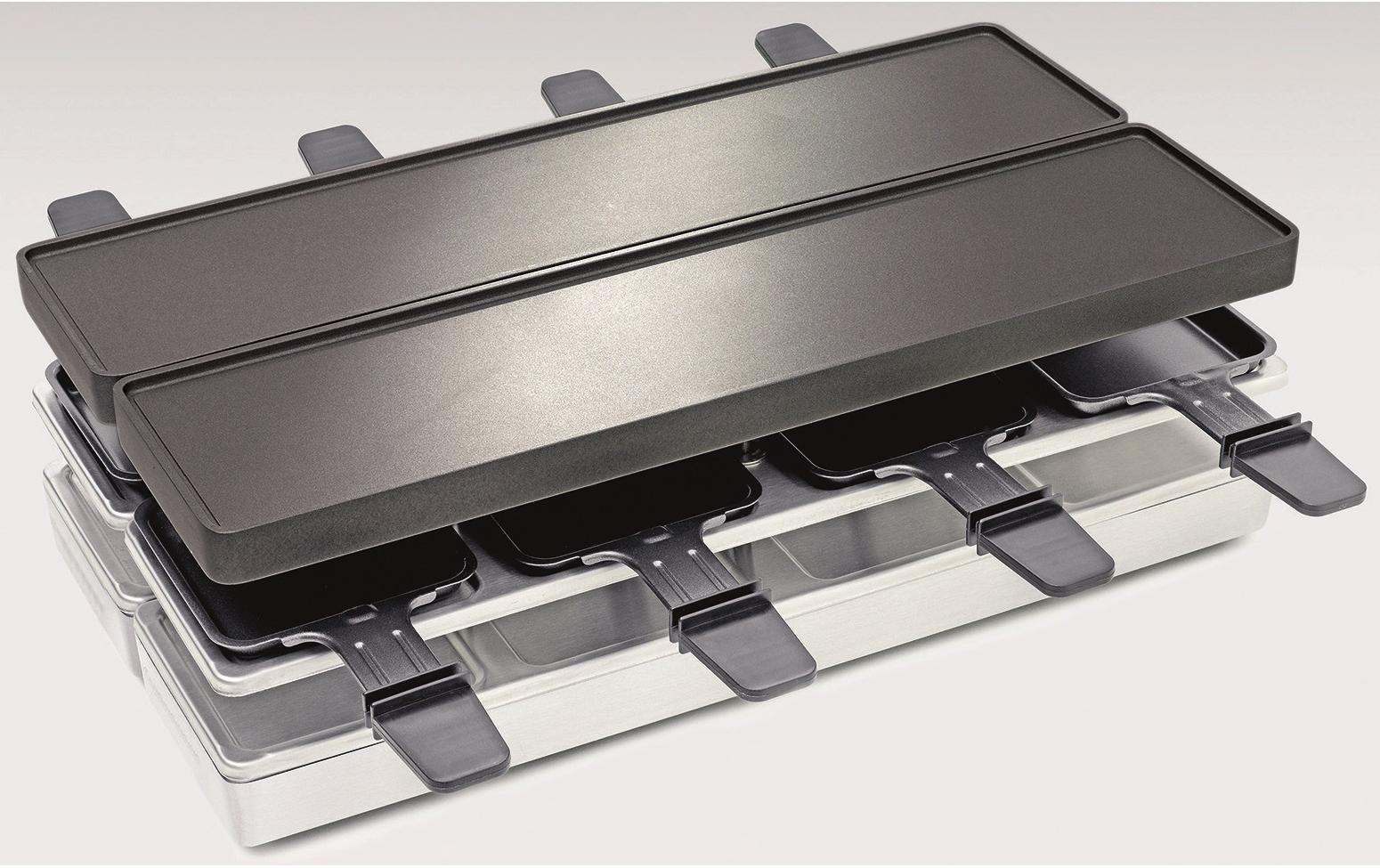 Koenig Raclette-Grill B02243 – 8 Personen, 8 Pfännchen, 795 W – schwarz/edelstahl