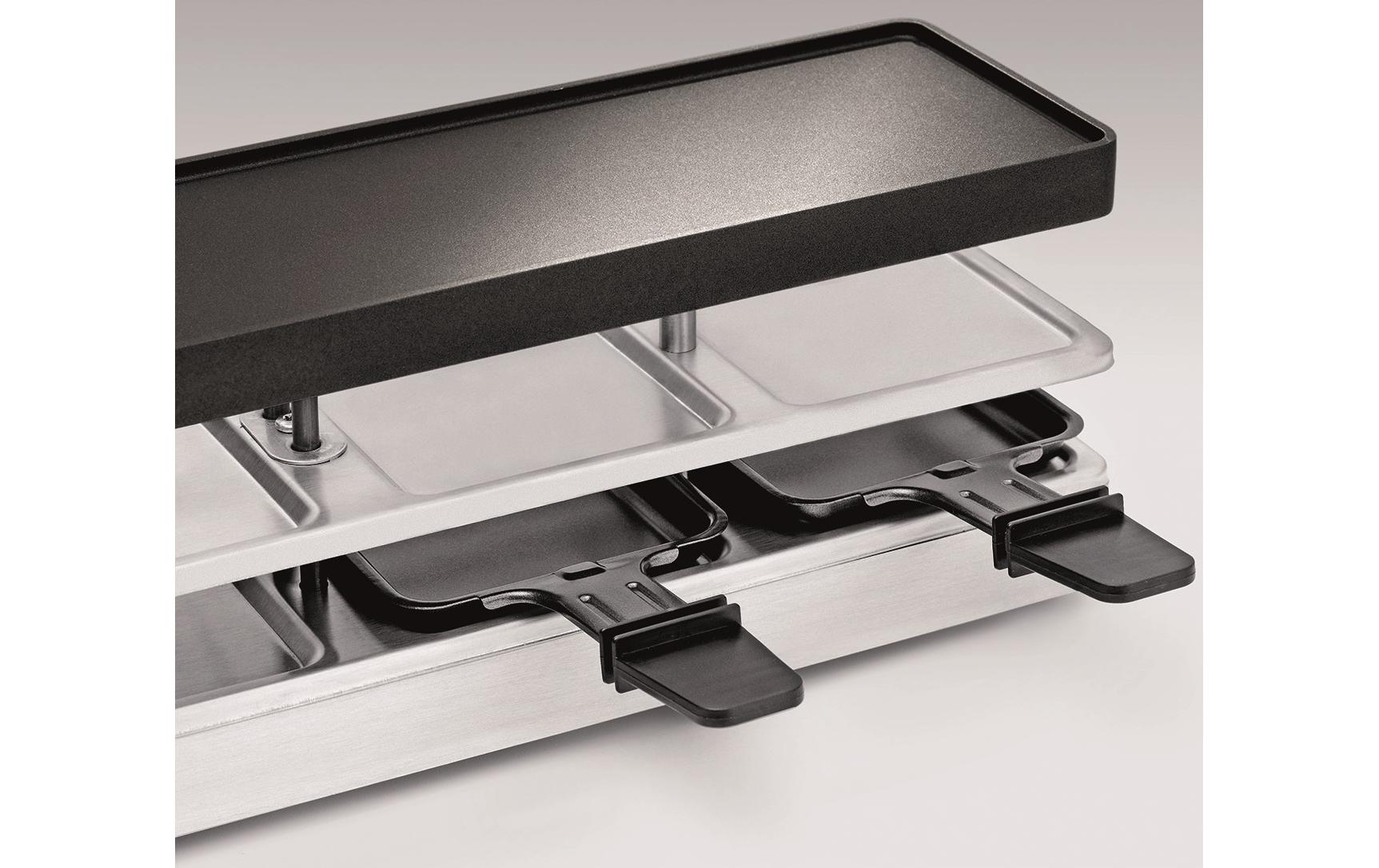 Koenig Raclette-Grill B02243 – 8 Personen, 8 Pfännchen, 795 W – schwarz/edelstahl