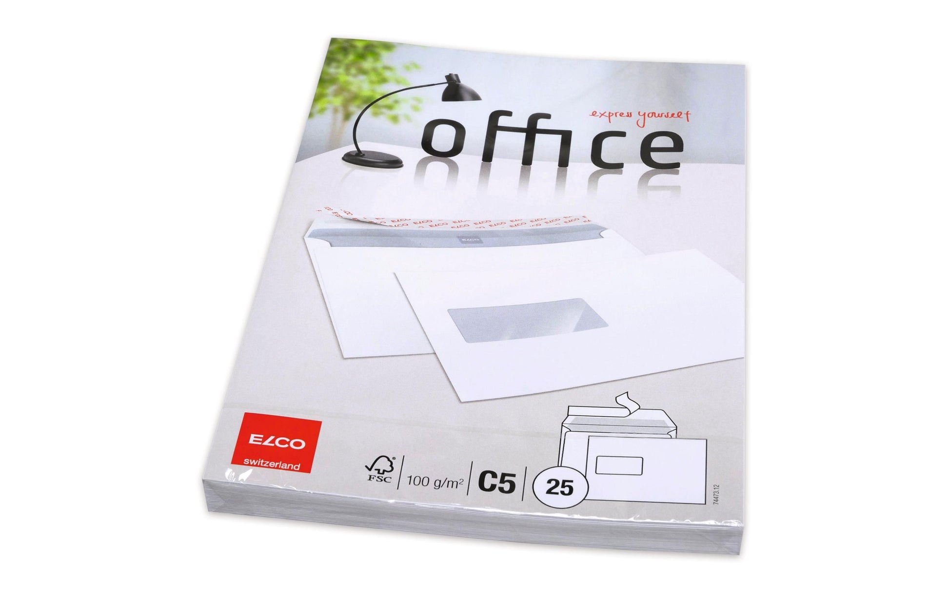 Elco Couvert C5, Fenster links, Haftklebung, hochweiss, 100 g/m², mit Innendruck – 25 Stk.
