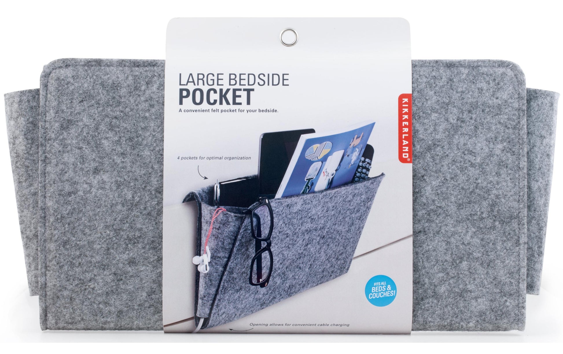 Kikkerland Aufbewahrungstasche – Filz – Grau – 420 × 215 × 35 mm