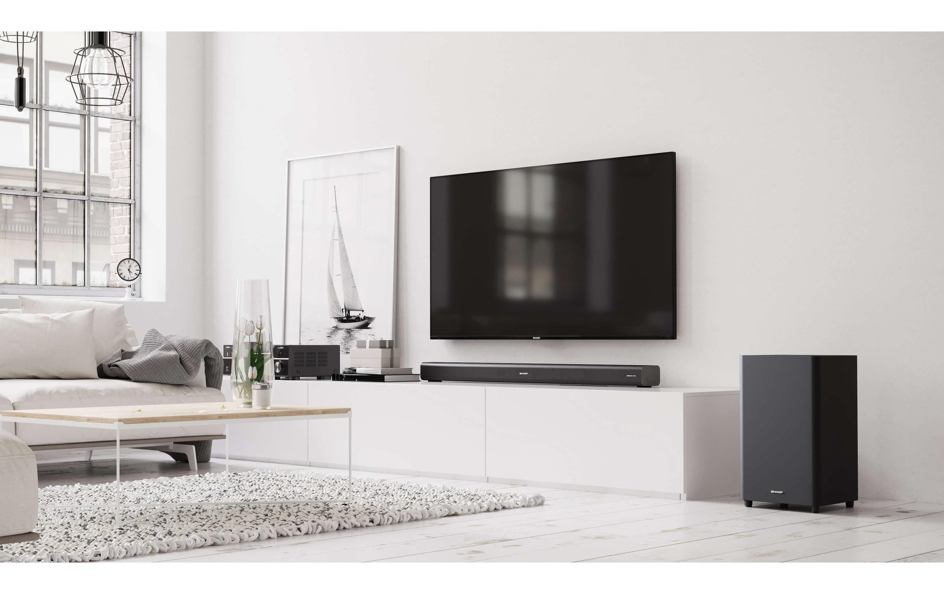 Sharp HT-SBW460 – Soundbar mit kabellosem Subwoofer – 3.1, 440 W, Bluetooth 4.2, Schwarz