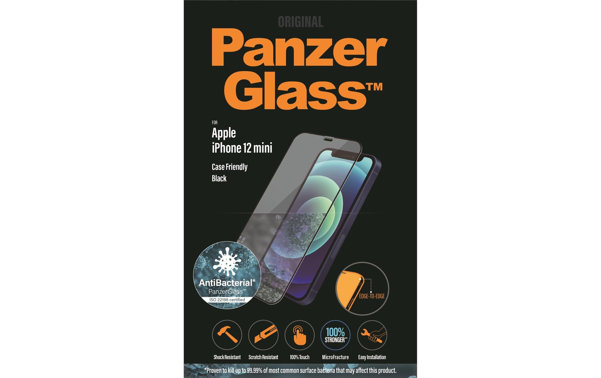 PanzerGlass Displayschutz (Panzerglas), Edge-to-Edge – für iPhone 12 Mini