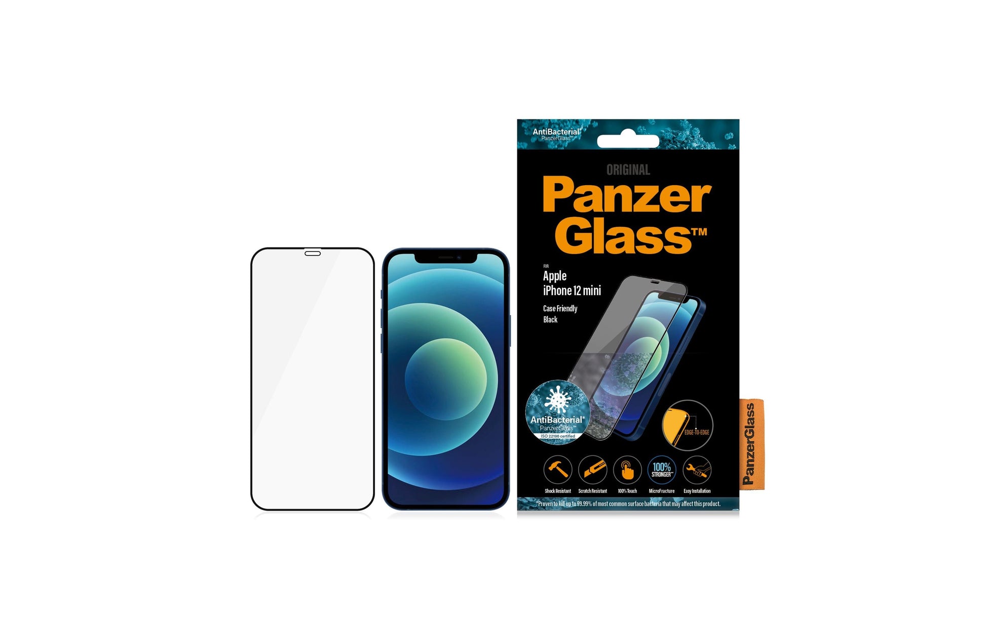 PanzerGlass Displayschutz (Panzerglas), Edge-to-Edge – für iPhone 12 Mini