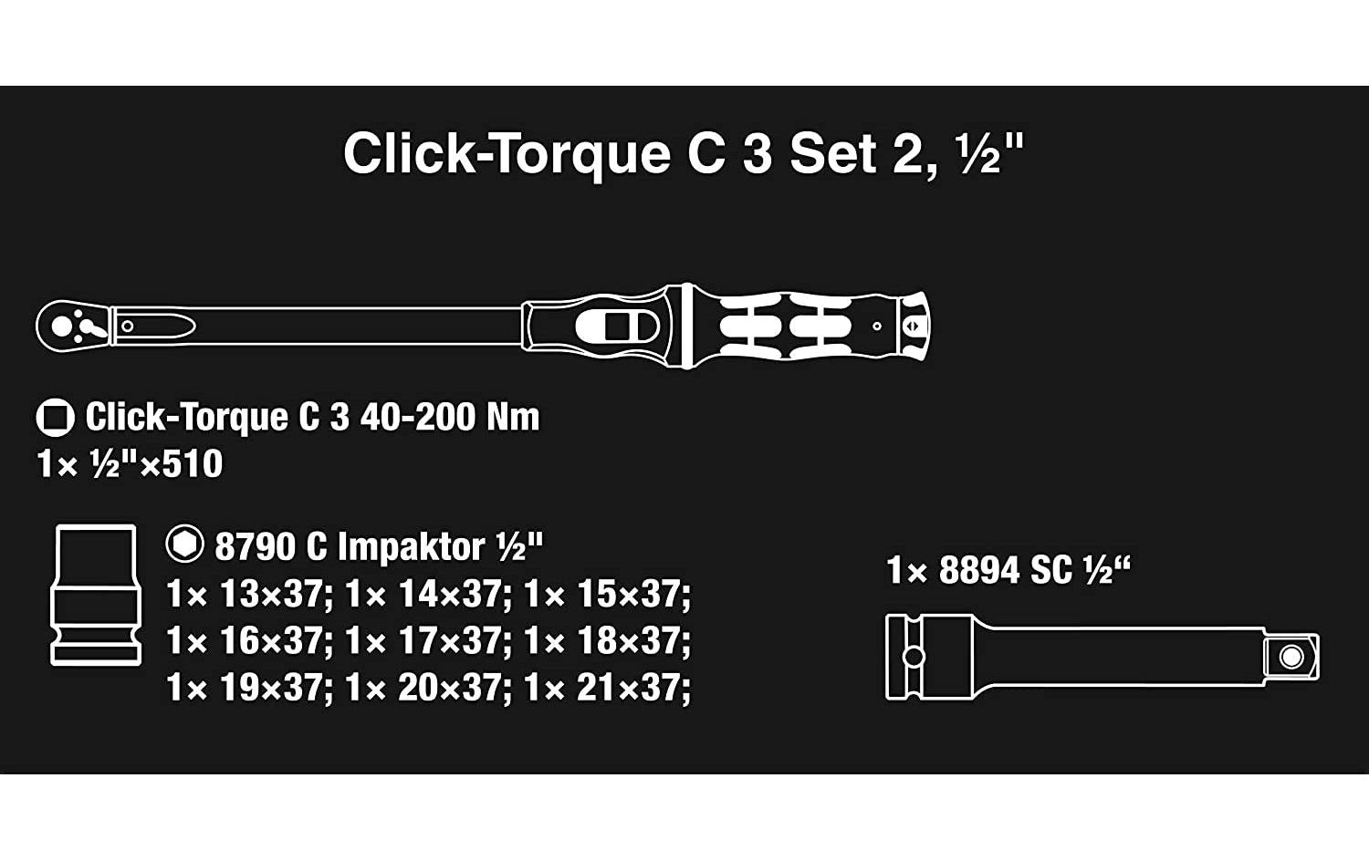 Wera Schraubendreher-Set Click-Torque C 3 – Antrieb 1/2"