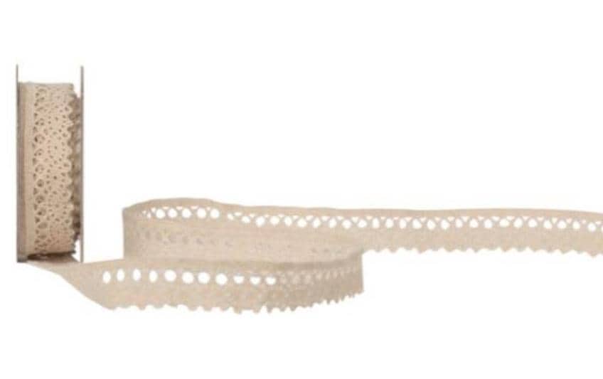 Spyk Cubino Spitzen Geschenkband Beige – 14 mm × 2 m – 1 Stk.