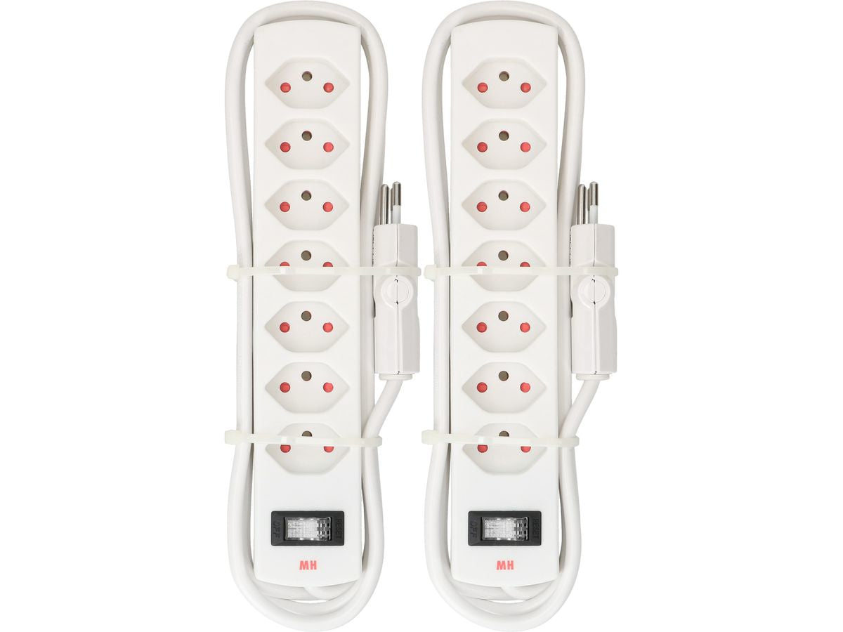 Max Hauri AG Max Hauri Steckdosenleiste 7×T13, mit Schalter, 2 m, drehbar 130° – weiss