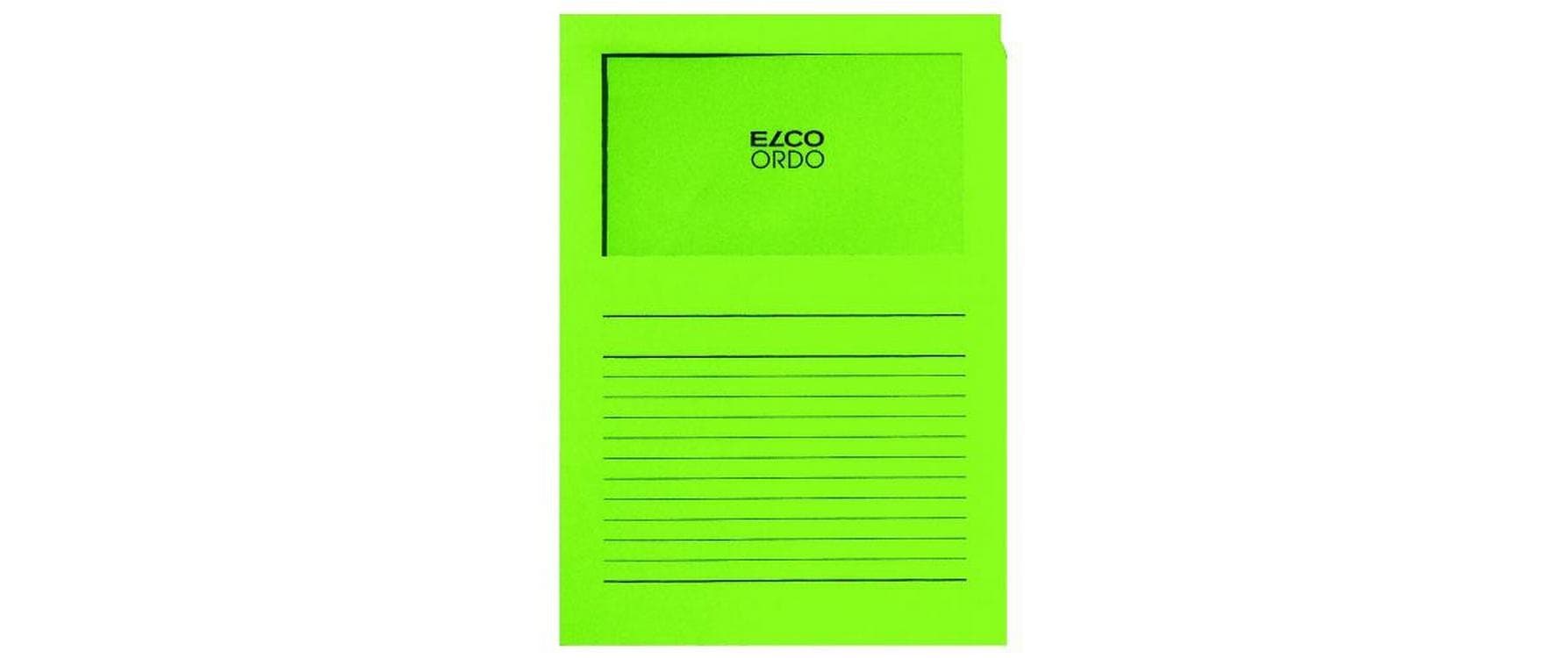 Elco Sichtmappe A4 – intensivgrün, Papier, Rückenschild, Fronttasche, 10er-Pack
