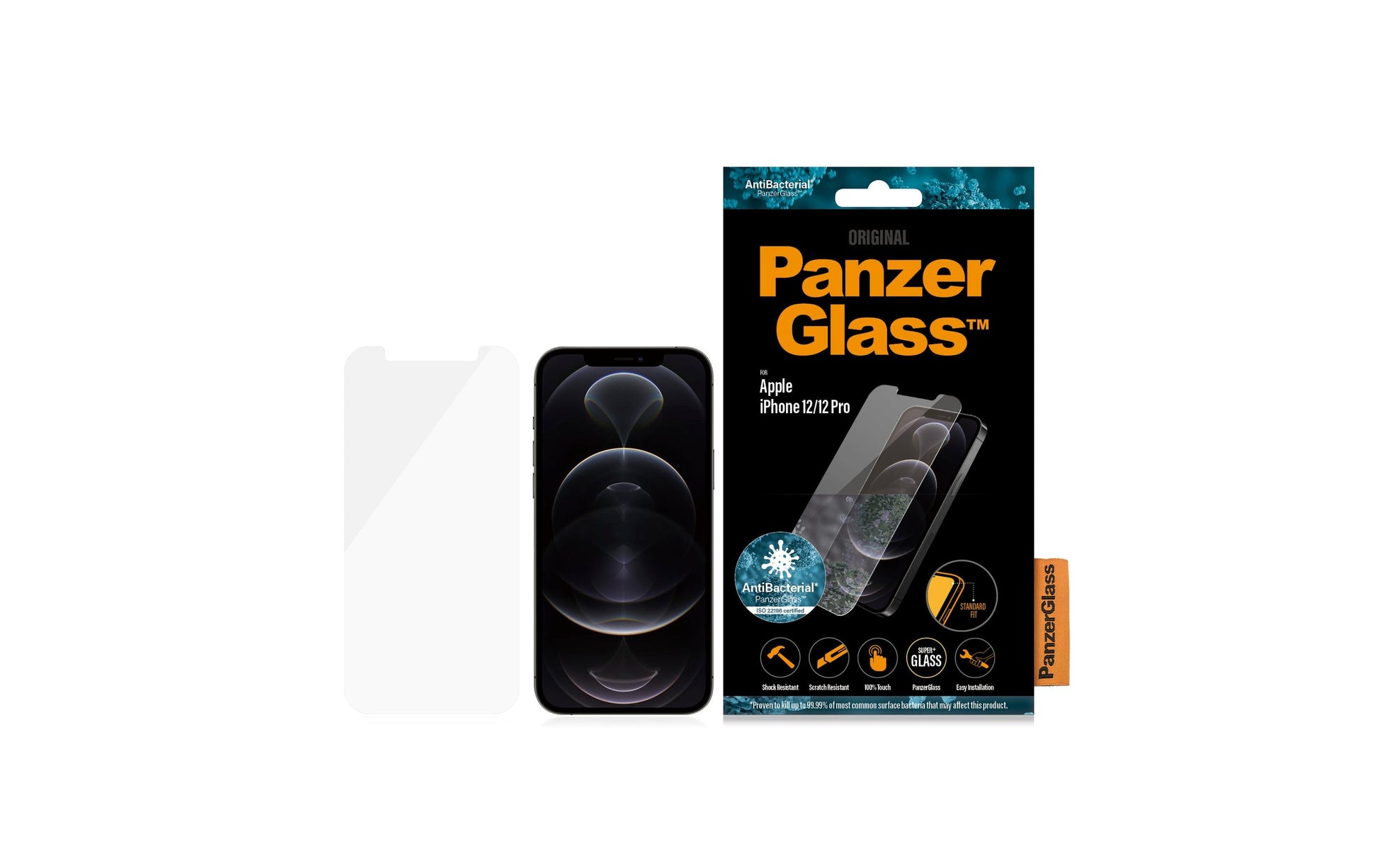PanzerGlass Displayschutzglas – für Apple iPhone 12/12 Pro, Hartglas, Transparent