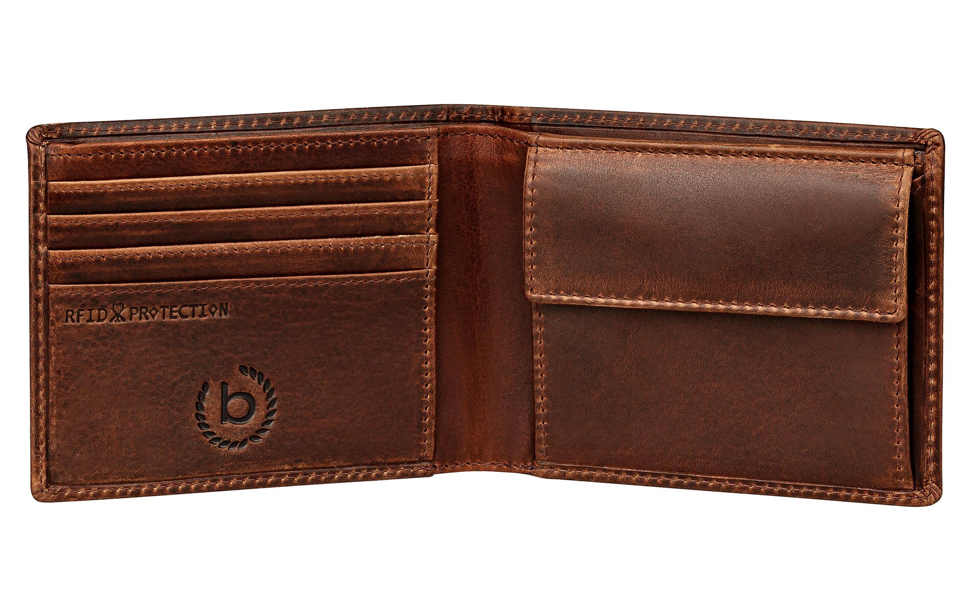 Bugatti cases Bugatti – Romano Scheintasche – RFID-Schutz – 120 × 90 × 10 mm – Braun, Leder – 1 Stk.