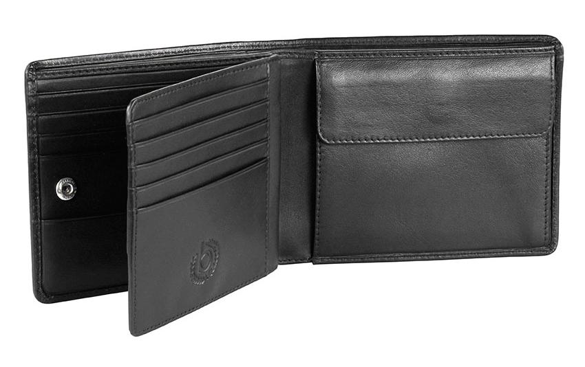 Bugatti cases Bugatti – Scheintasche Primo M – 10 Karten, Münzfach, Druckknopf – 120 × 100 × 25 mm – Schwarz, Leder – 1 Stk.
