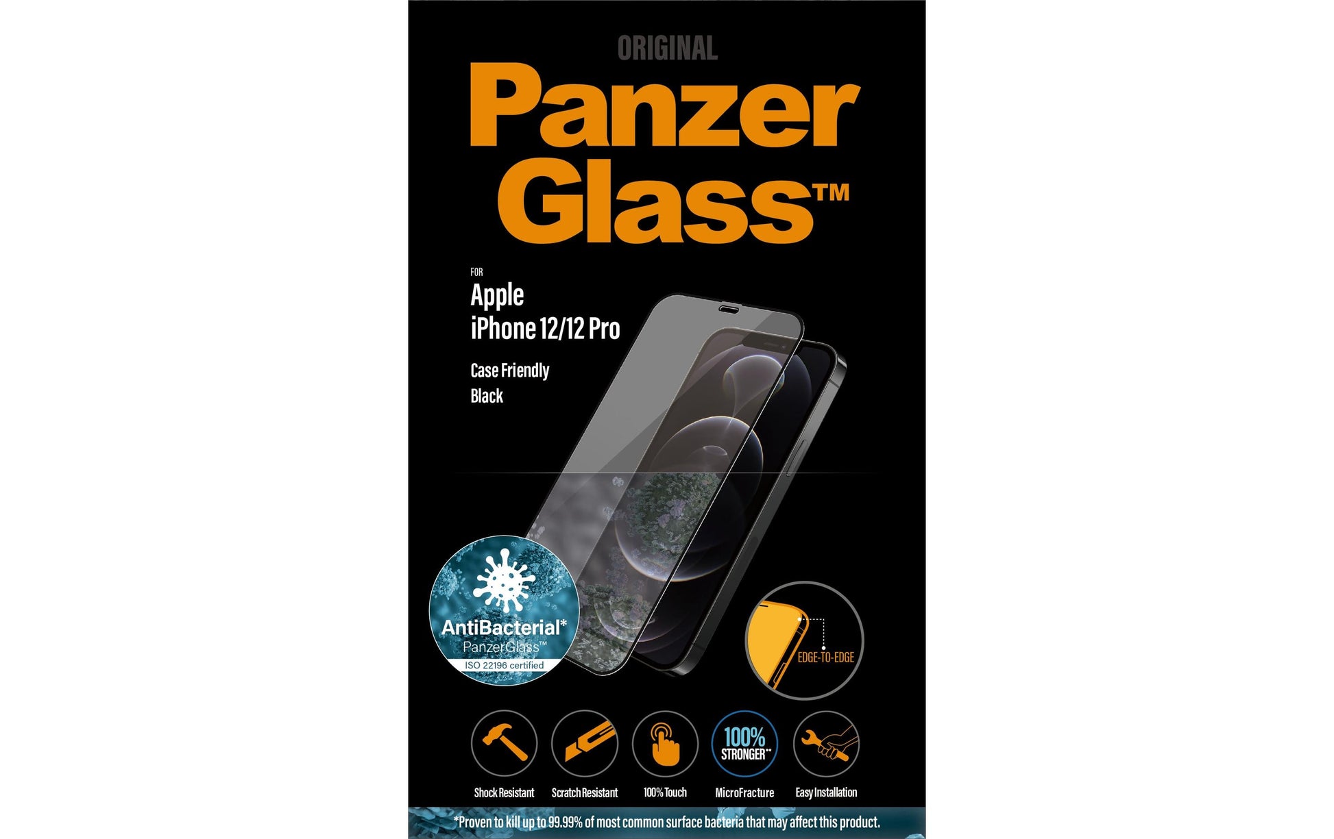 PanzerGlass Displayschutzglas – für Apple iPhone 12/12 Pro, Hartglas, Transparent – 1er-Pack