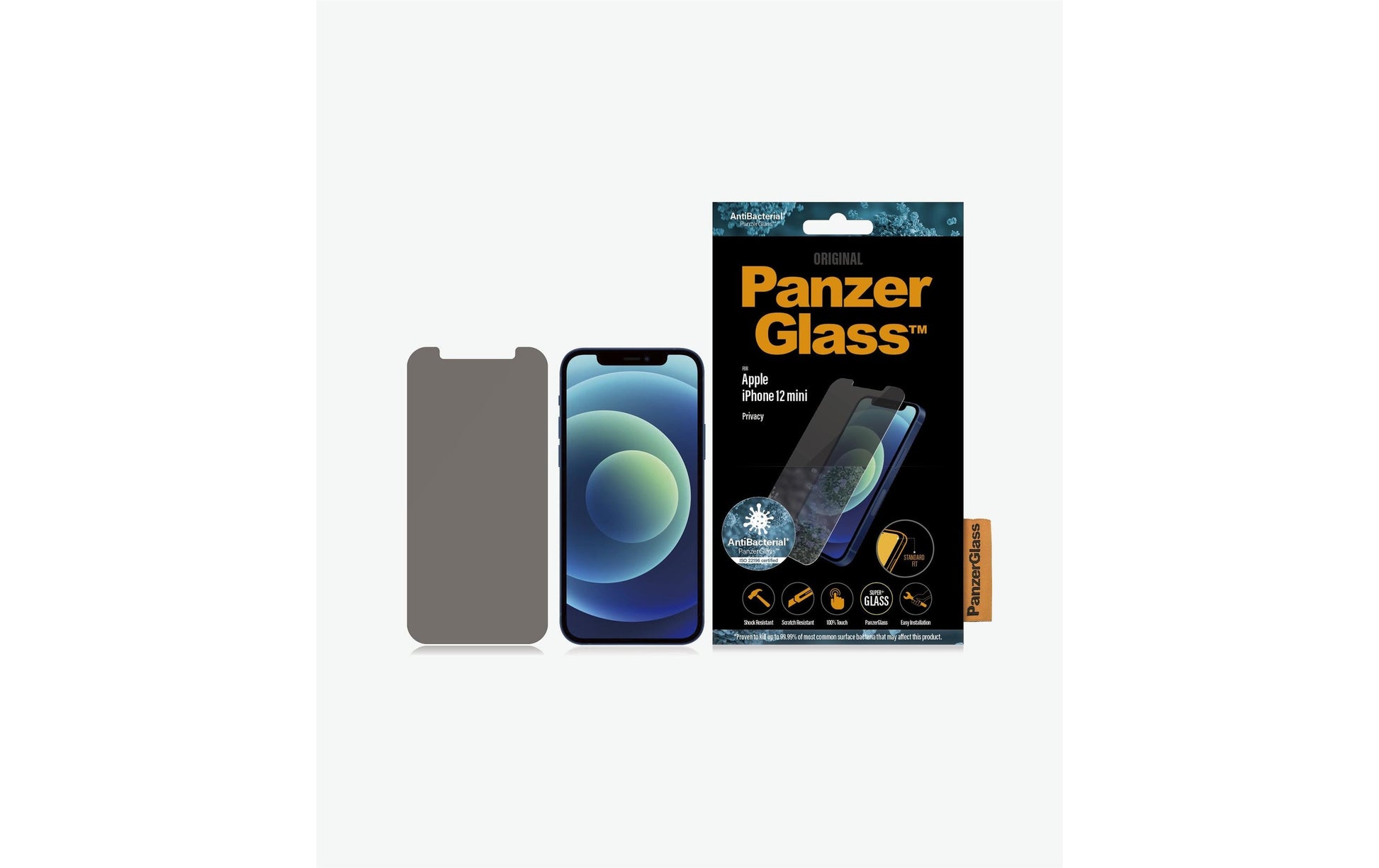 PanzerGlass Privacy-Filter (Panzerglas), Antibakteriell – für iPhone 12 mini