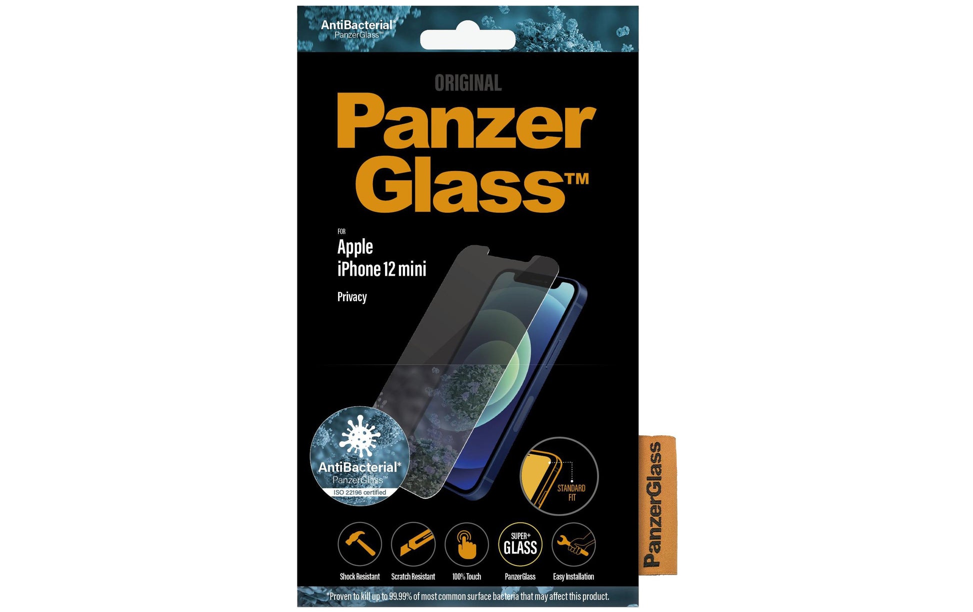 PanzerGlass Privacy-Filter (Panzerglas), Antibakteriell – für iPhone 12 mini