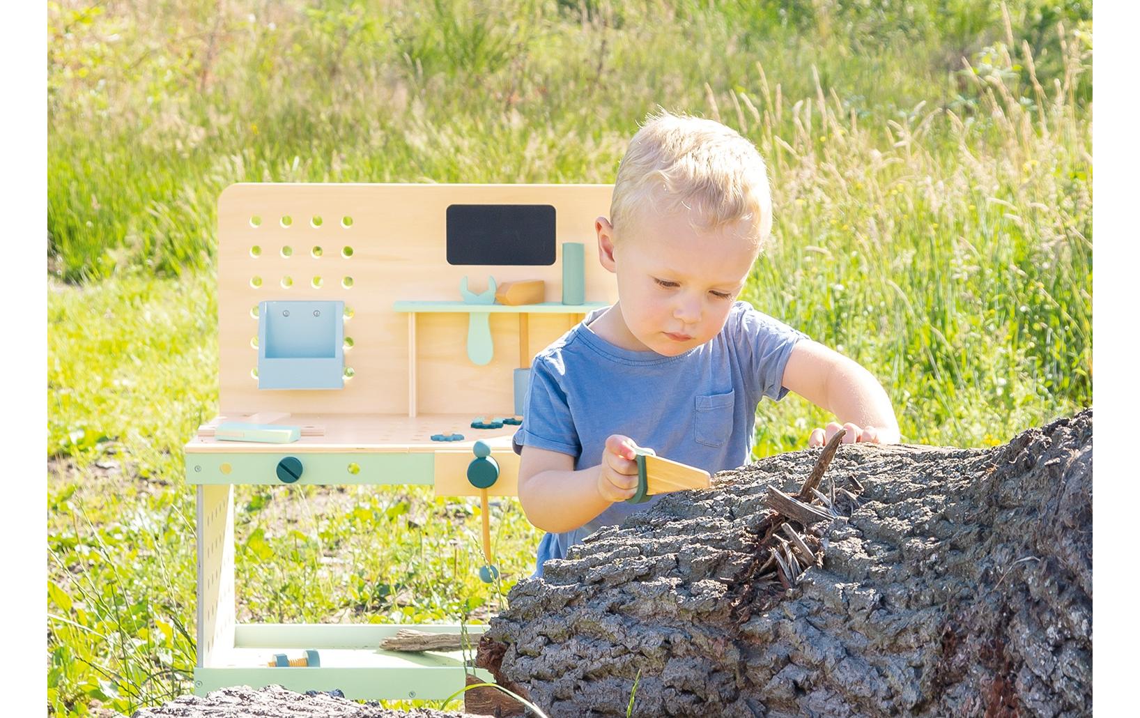 Pinolino Kinderträume Werkbank Jupp – 26-teilig – ab 3 Jahren – MDF, FSC