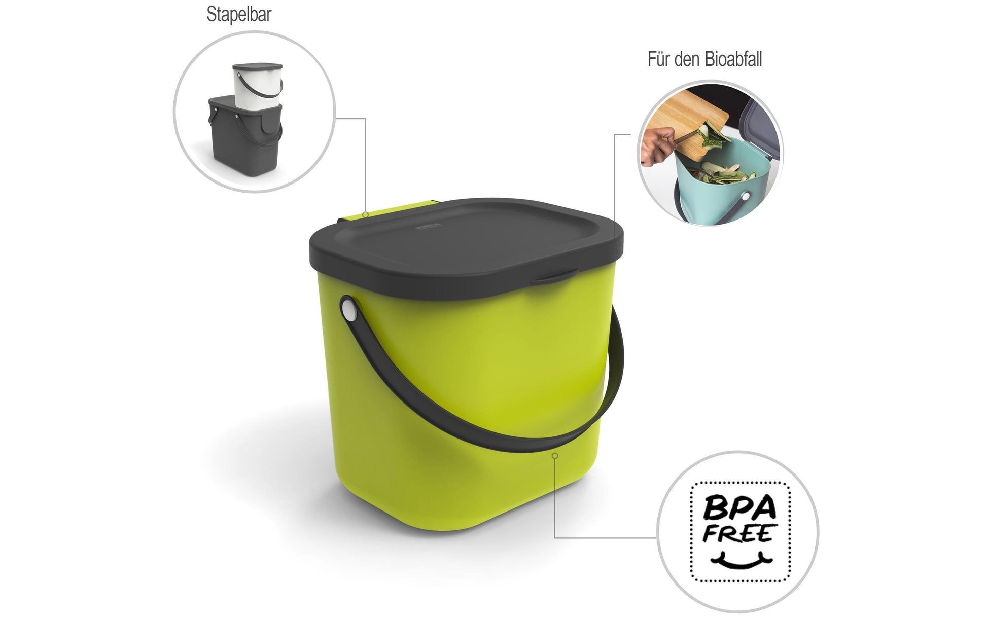 Rotho Recyclingbox Albula – 6 l – Kunststoff, rund – hellgrün
