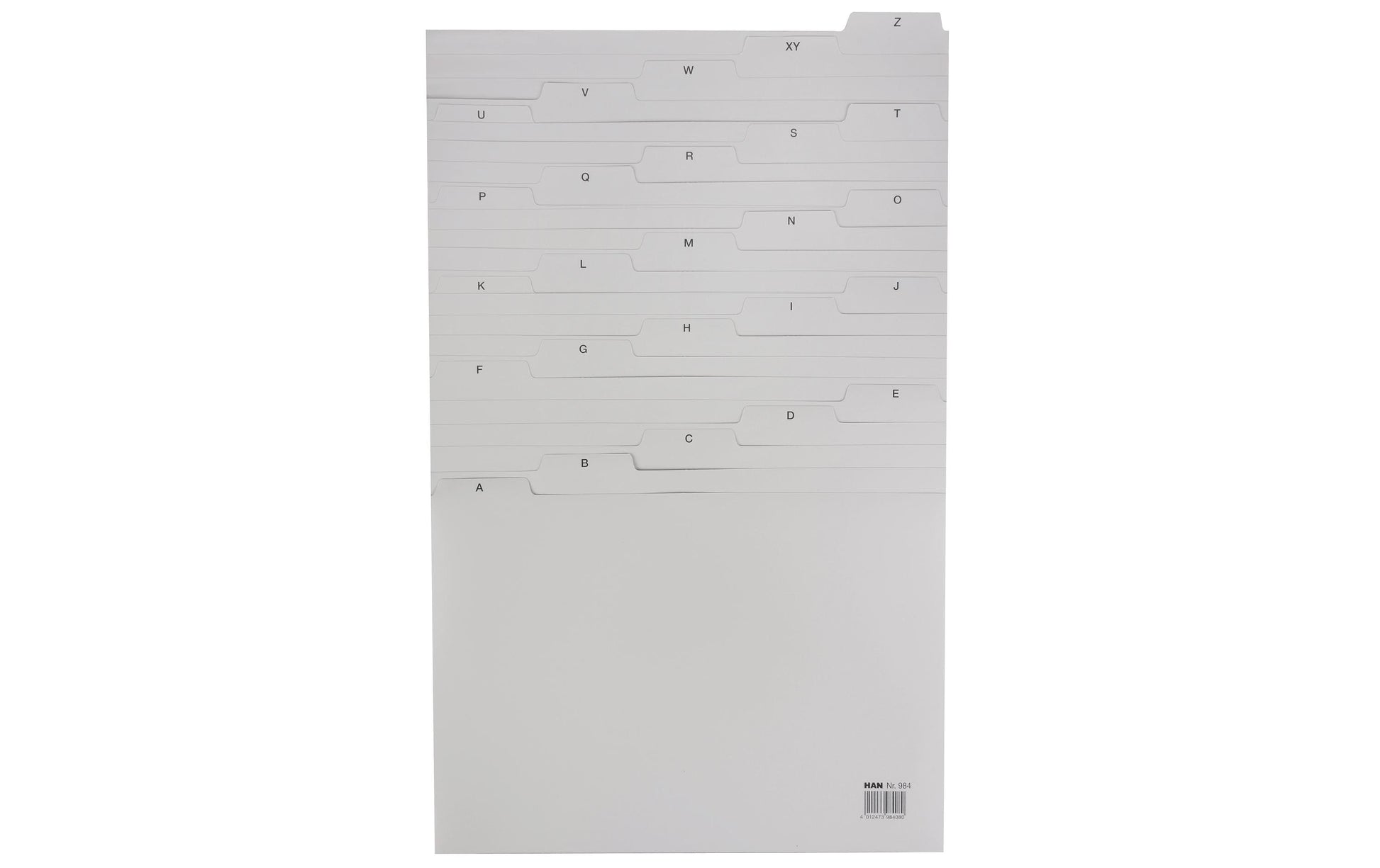 HAN Register A4 quer – alphabetisch A–Z, 25 Taben, PP grau