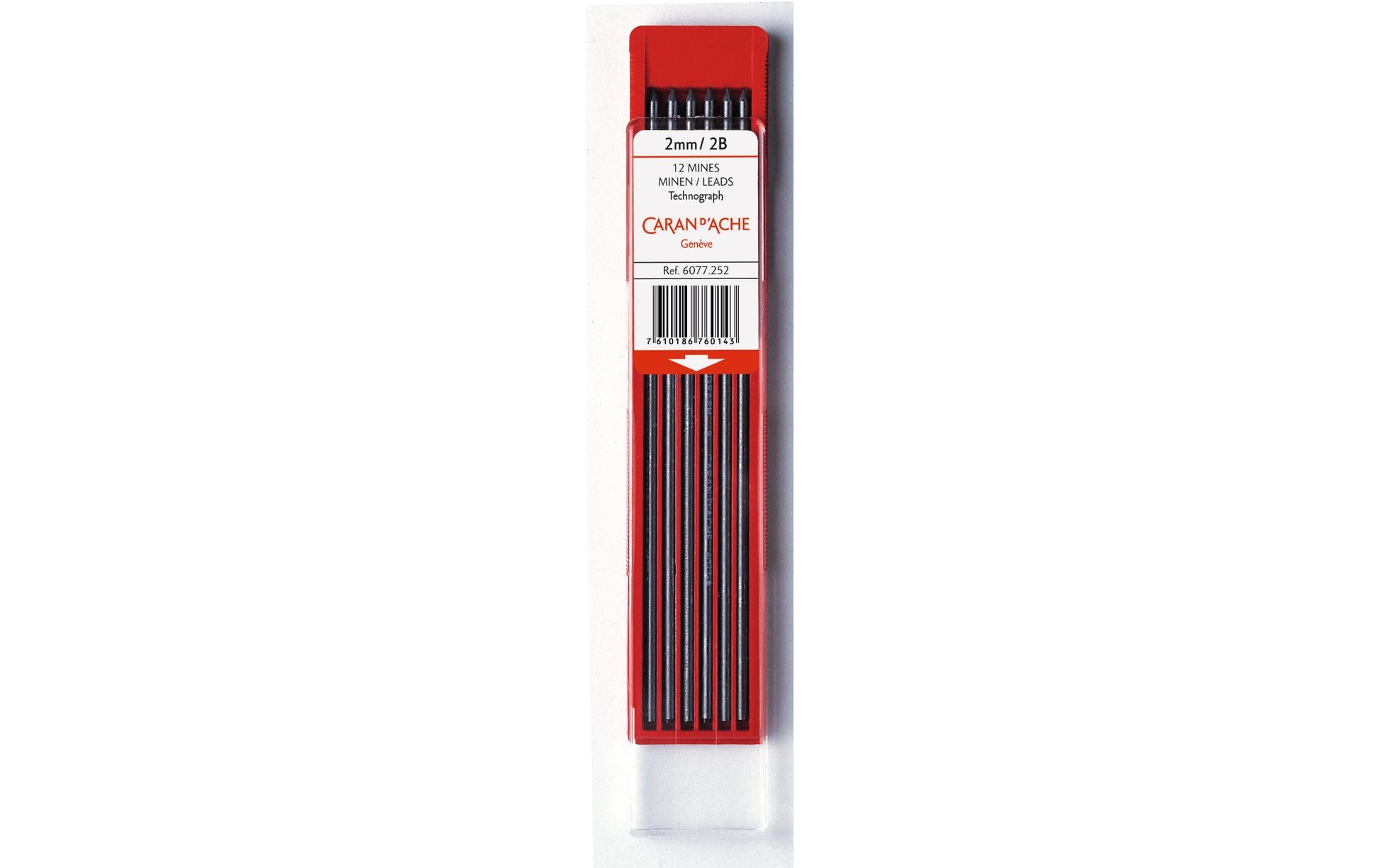 Caran d-Ache Technograph Bleistiftminen für FIXPENCIL 2, 22, 882 + 1 weitere – Graphit, 2 mm, 2B, 12 Stk.
