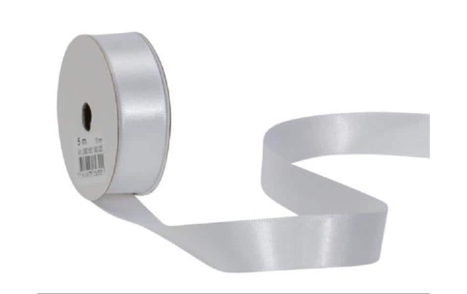 Spyk Geschenkband Satin Weiss – 16 mm × 5 m