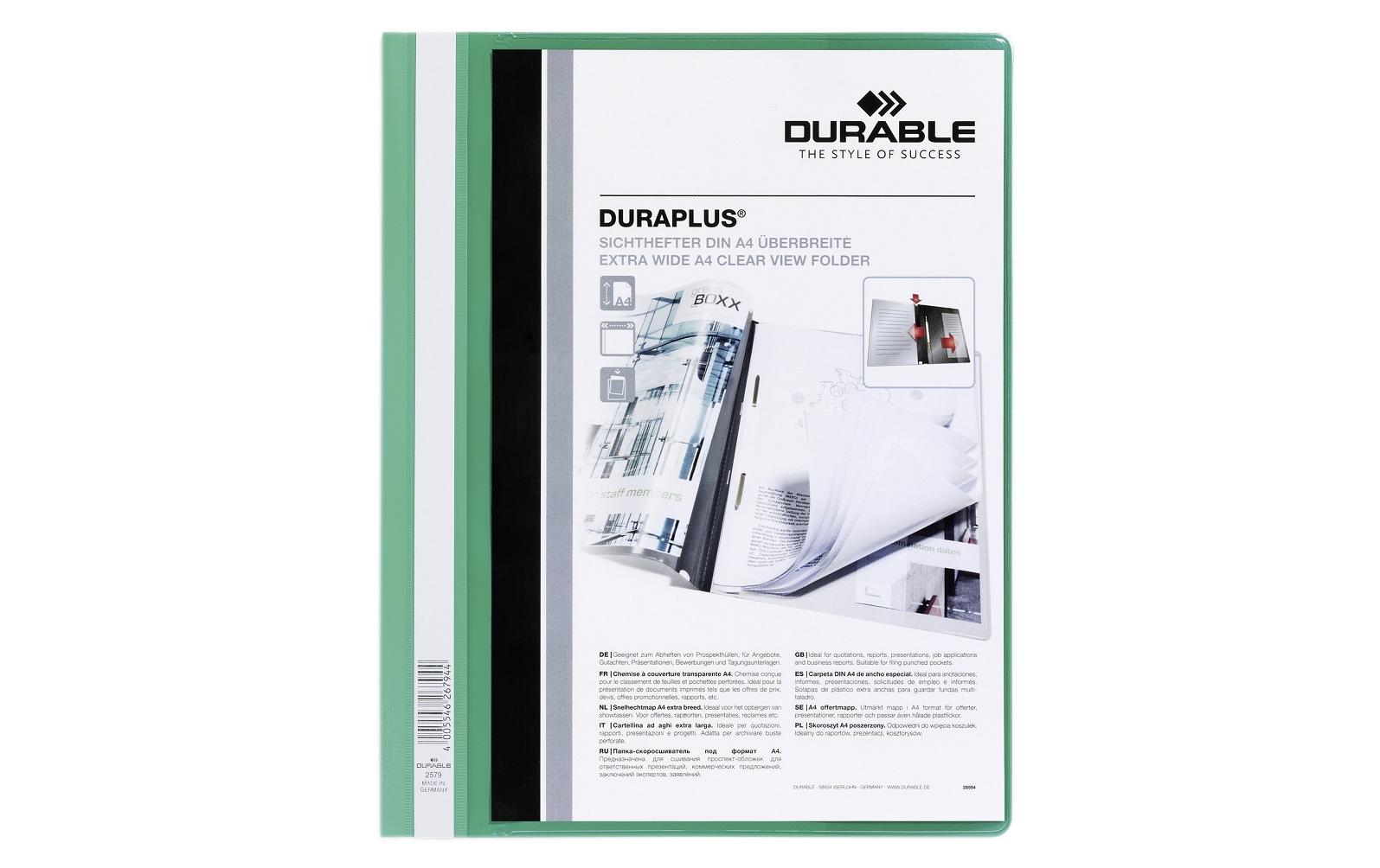 Durable Schnellhefter – A4, Kunststoff, Grün, Beschriftungsfeld