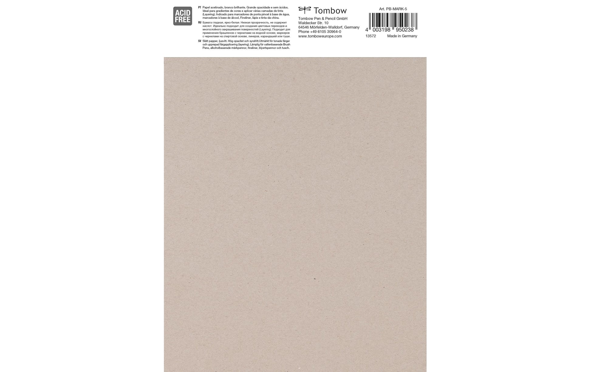 Tombow Zeichenblock – A5, 250 g/m², weiss, 25 Blatt, für Mixed Media