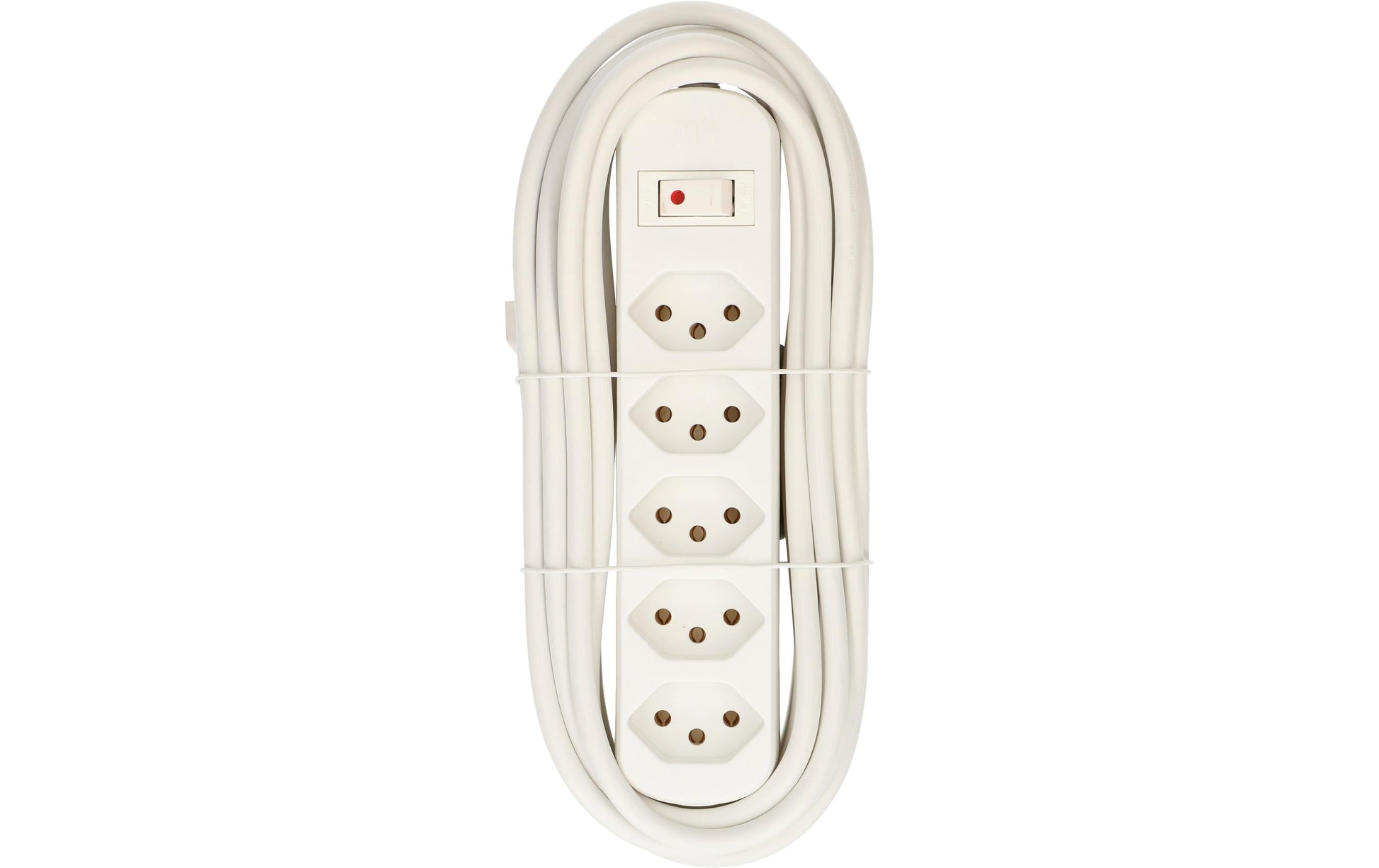 Max Hauri AG Max Hauri Basic-Line Steckdosenleiste, 5×T13, mit Schalter, 5 m, Befestigungslaschen – Weiss