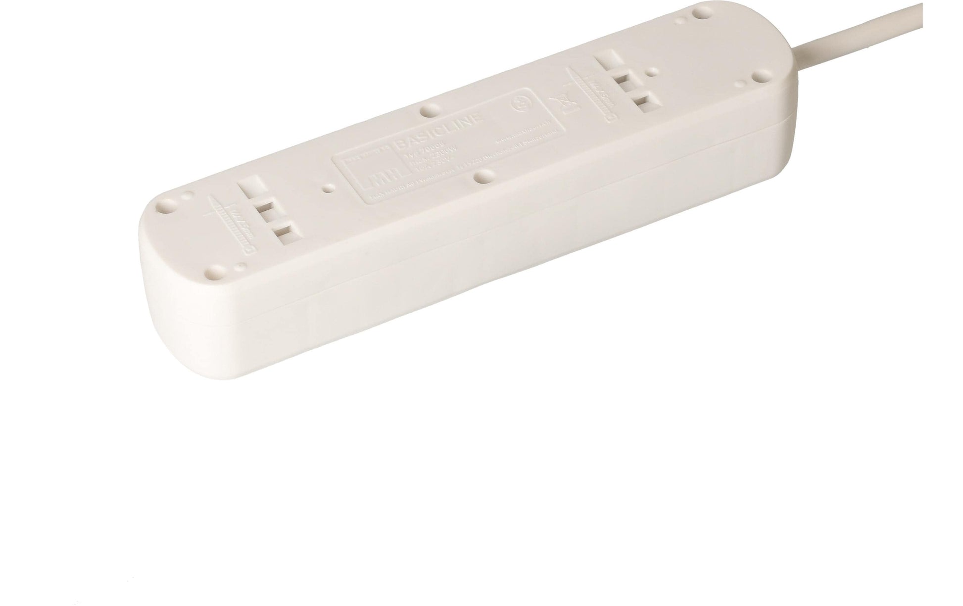 Max Hauri AG Max Hauri Basic-Line Steckdosenleiste, 5×T13, mit Schalter, 5 m, Befestigungslaschen – Weiss