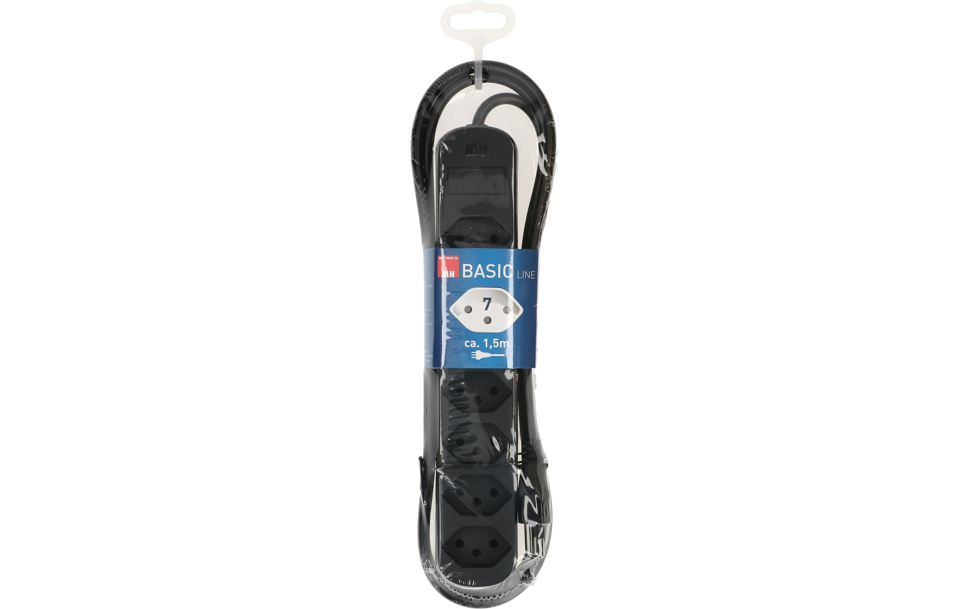 Max Hauri AG Max Hauri Basic-Line Steckdosenleiste – 7-fach, 1,5 m – Schwarz