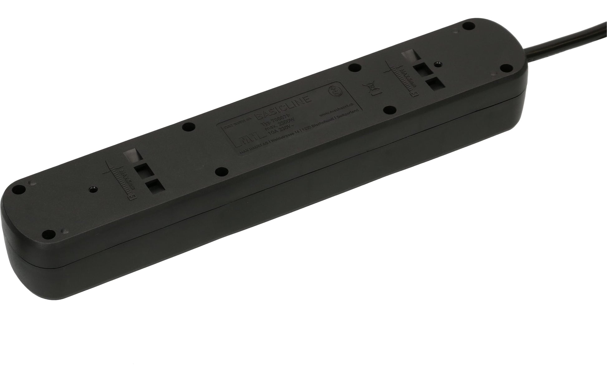 Max Hauri AG Max Hauri Basic-Line Steckdosenleiste – 7-fach, 1,5 m – Schwarz